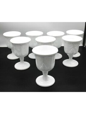 Harvest Milk Glass by Colony Pattern COLHAR 8 oz. Water Goblets Set of 8